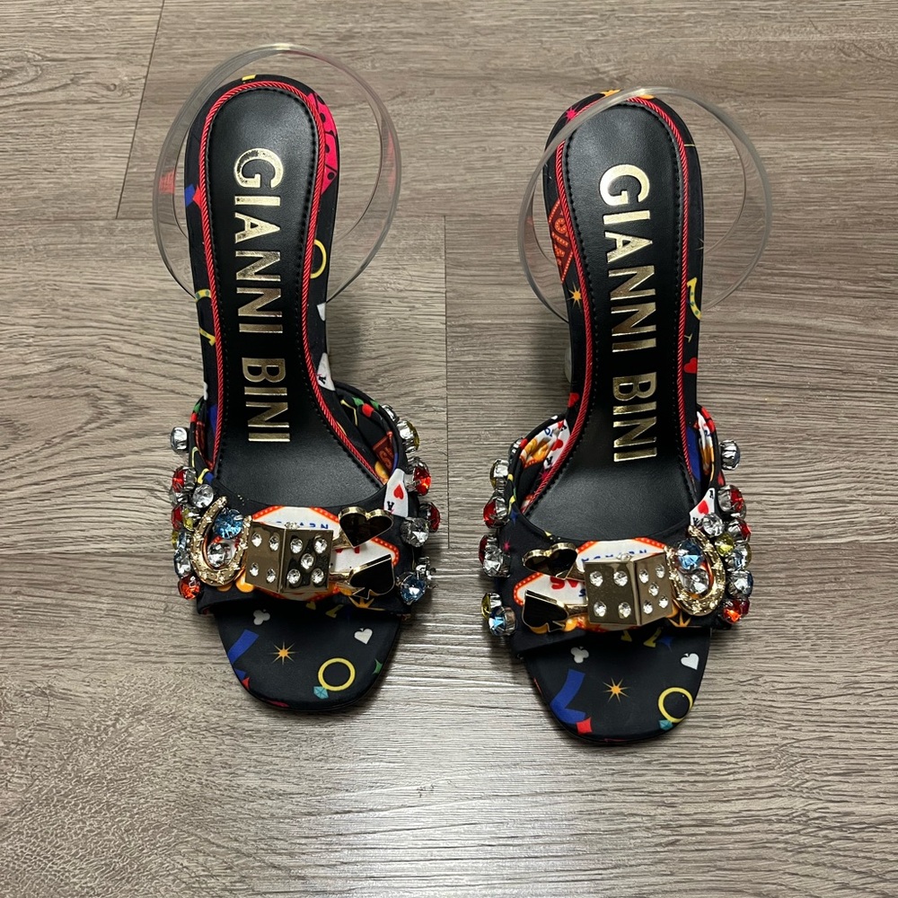 Gianni Bini Maverick Printed Casino Ornament Martini Heel Dress Sandals - Picture 5 of 8